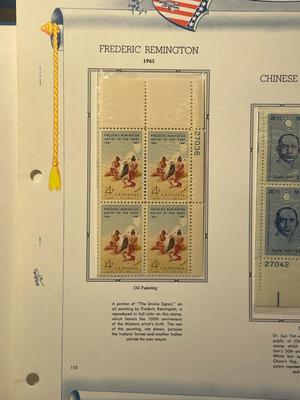 Frederic Remington & Chinese Revolution 1961 Mint Condition US Stamp Plate Blocks Page as Pictured. Only One $5 Shipping Charge for 1...