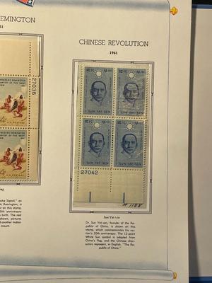 Frederic Remington & Chinese Revolution 1961 Mint Condition US Stamp Plate Blocks Page as Pictured. Only One $5 Shipping Charge for 1...
