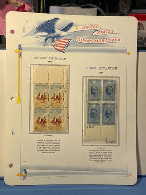 Frederic Remington & Chinese Revolution 1961 Mint Condition US Stamp Plate Blocks Page as Pictured. Only One $5 Shipping Charge for 1...