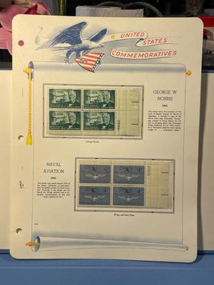 George W, Norris & Naval Aviation 1961 Mint Condition US Stamp Plate Blocks Page as Pictured. Only One $5 Shipping Charge for 1 or...