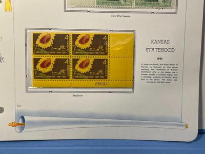 Fort Sumter & Kansas Statehood 1961 Mint Condition US Stamp Plate Blocks Page as Pictured. Only One $5 Shipping Charge for 1 or 100...