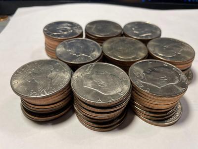 Lot of (90) Uncirculated Condition Eisenhower Dollars as Pictured. FREE DOMESTIC SHIPPING.