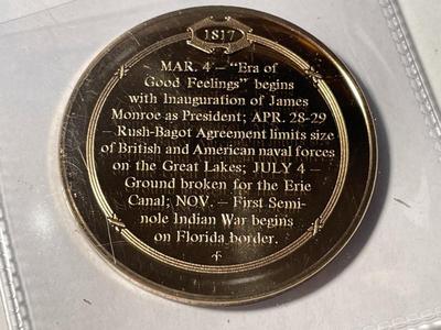 1817 CONSTRUCTION BEGINS ON THE ERIE CANAL FRANKLIN MINT PROOF BRONZE MEDAL (MEDAL #21). FREE DOMESTIC SHIPPING.