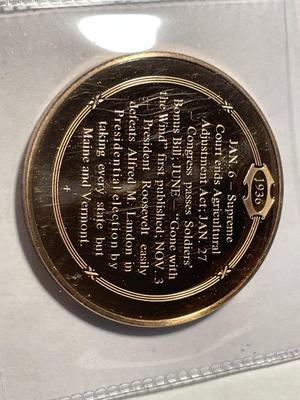 1936 PRESIDENT ROOSEVELT RE-ELECTED BY LANDSLIDE FRANKLIN MINT PROOF BRONZE MEDAL (MEDAL #13). FREE DOMESTIC SHIPPING.