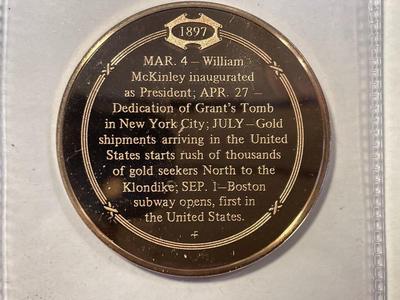 1897 GOLD SEEKERS HEAD FOR THEKLONDIKE FRANKLIN MINT PROOF BRONZE MEDAL (MEDAL #2) FREE DOMESTIC SHIPPING.