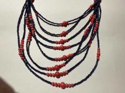 DTR/Jay King New Never Worn Adjustable 18-20" Lapis Lazuli & Coral Beads Necklace w/Sterling Silver Chain/Clasp as Pictured.