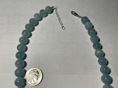 New Never Worn "BBJ" Designer .925 Natural Blue Aquamarine Round Bead Gemstone Necklace 18-20" Long as Pictured. FREE...