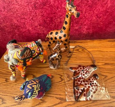 Vintage Patchwork Elephant and leather giraffes
