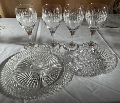 Vintage Dansk Pine Tree Glass w/platter/dish