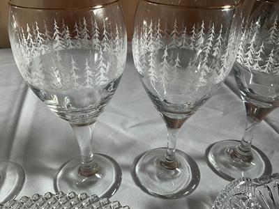Vintage Dansk Pine Tree Glass w/platter/dish