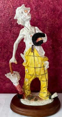 Vintage Puccini Arnart Hobo Clown Statue, Set of 2 Vintage Tall Skinny Clowns