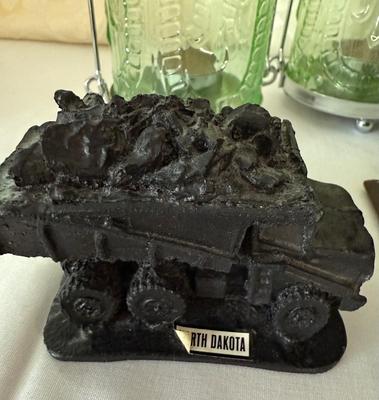 Vintage 7up bottles, Coffee Grinder, ND coal truck, two bottles w/screw off bottom.