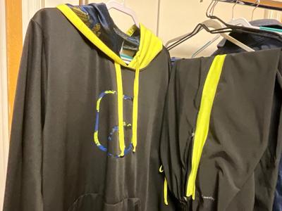 Beautiful Blue/Yellow vest, sweat suit, and joggers.
