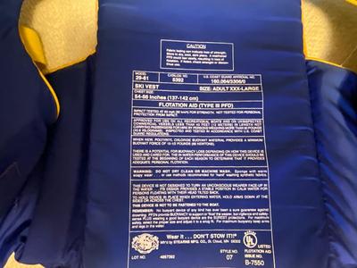 Swim wear 40in, life preserver 3x
