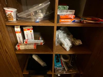 Tall cabinet with contents shown