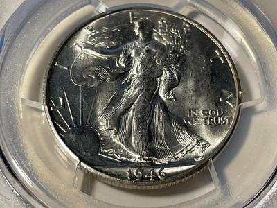 PCGS CERTIFIED 1946-S MS64 WALKING LIBERTY SILVER HALF DOLLAR AS PICTURED. FREE DOMESTIC SHIPPING.