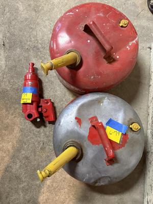 Motor cycle Jack, vintage gas cans, garage #79