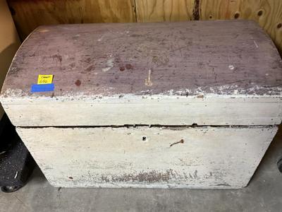 Vintage chest, newspaper inside dated 1943