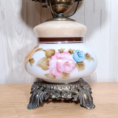 LOT 272: Vintage Two Globe Hurricane Glass Lamp