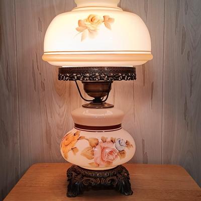 LOT 272: Vintage Two Globe Hurricane Glass Lamp