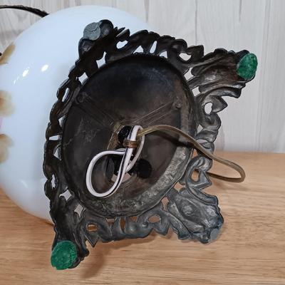 LOT 272: Vintage Two Globe Hurricane Glass Lamp