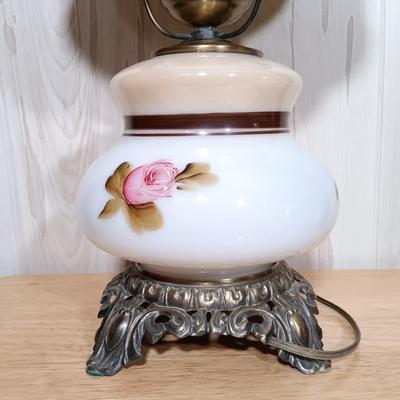 LOT 272: Vintage Two Globe Hurricane Glass Lamp