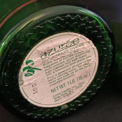 LOT 277: Vintage Estée Lauder Azurée Green Jars and Re-Nutriv Jars, Glass Eye Cup, Apothecary Jar, Vintage Hand Bag & More