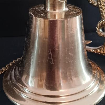 LOT 280: Vintage Gimbal Oil Lamps with Smoke Shades, Brass Ships Bell & Small Wood Ship Wheel