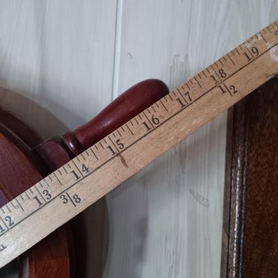 LOT 280: Vintage Gimbal Oil Lamps with Smoke Shades, Brass Ships Bell & Small Wood Ship Wheel