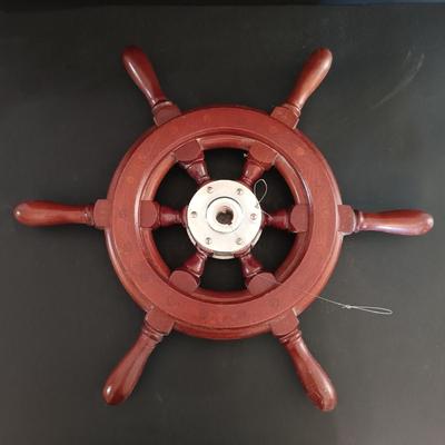 LOT 280: Vintage Gimbal Oil Lamps with Smoke Shades, Brass Ships Bell & Small Wood Ship Wheel