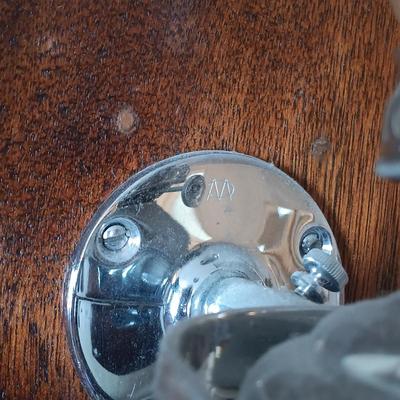 LOT 280: Vintage Gimbal Oil Lamps with Smoke Shades, Brass Ships Bell & Small Wood Ship Wheel