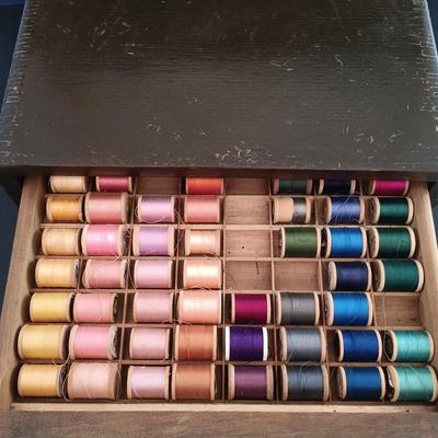 LOT 282: Antique Corticelli 3-Drawer Spool Cabinet