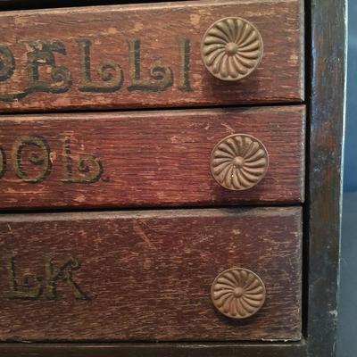 LOT 282: Antique Corticelli 3-Drawer Spool Cabinet