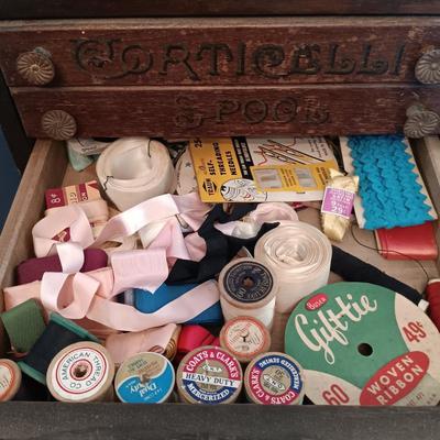LOT 282: Antique Corticelli 3-Drawer Spool Cabinet