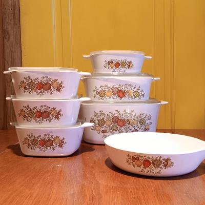 LOT 284: Corningware Spice of Life Set of 7 Casserole Dishes