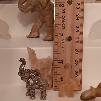LOT 285: Miniature Stone and Metal Elephant Figurines