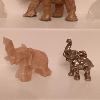 LOT 285: Miniature Stone and Metal Elephant Figurines