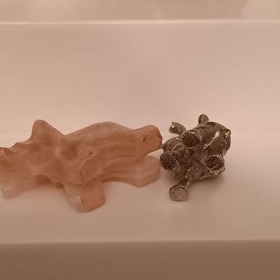 LOT 285: Miniature Stone and Metal Elephant Figurines