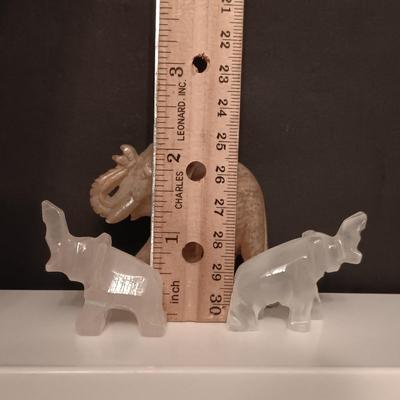 LOT 285: Miniature Stone and Metal Elephant Figurines