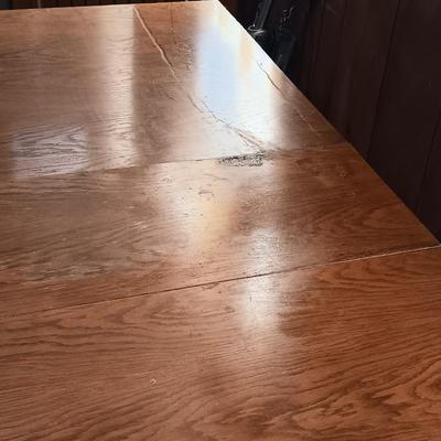 LOT 286: Romanian Made MCM Hideaway Drop Leaf Table w/ 5 Folding Chairs