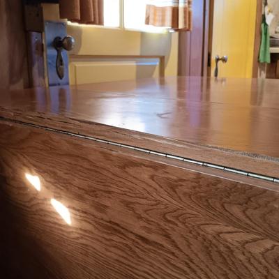 LOT 286: Romanian Made MCM Hideaway Drop Leaf Table w/ 5 Folding Chairs