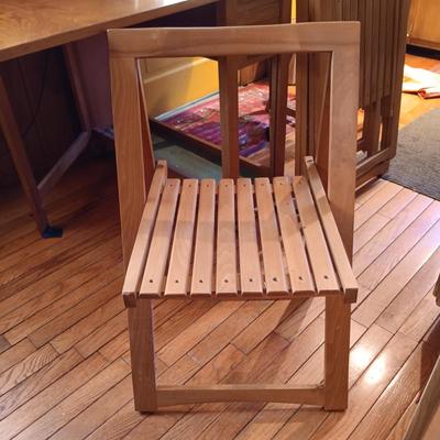 LOT 286: Romanian Made MCM Hideaway Drop Leaf Table w/ 5 Folding Chairs