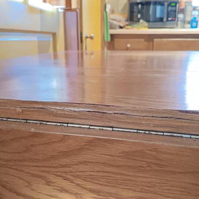 LOT 286: Romanian Made MCM Hideaway Drop Leaf Table w/ 5 Folding Chairs