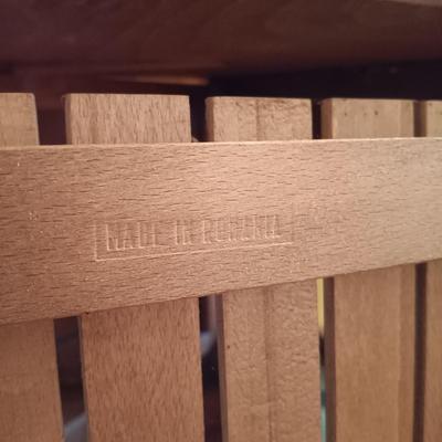 LOT 286: Romanian Made MCM Hideaway Drop Leaf Table w/ 5 Folding Chairs