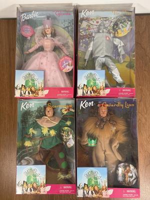 LOT 7A: 1999 Mattel Wizard of Oz Barbie & Kens - Glinda, Tin Man, Scarecrow & Cowardly Lion