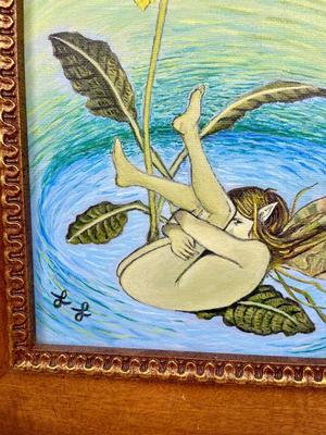 Fairy Girl Original Amateur Painting Framed signed by Laura Lynn (LL) Walker