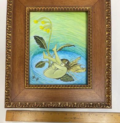 Fairy Girl Original Amateur Painting Framed signed by Laura Lynn (LL) Walker
