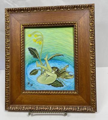 Fairy Girl Original Amateur Painting Framed signed by Laura Lynn (LL) Walker