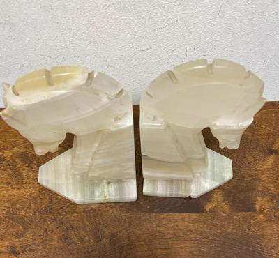 Vintage Mid-Century Carved Marble Onyx Horse Head Bookend