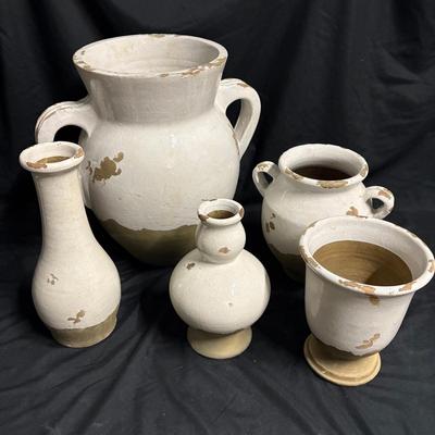 Pottery Barn Rustic White Ceramic Vases/Pots (1020CR-ES)